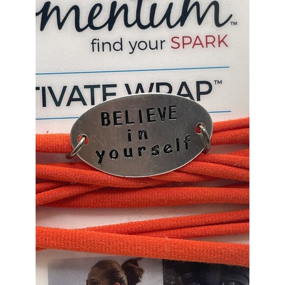 Momentum Motivation Inspirational BELIEVE IN YOURSELF Orange Wrap Bracelet New - Picture 3 of 7